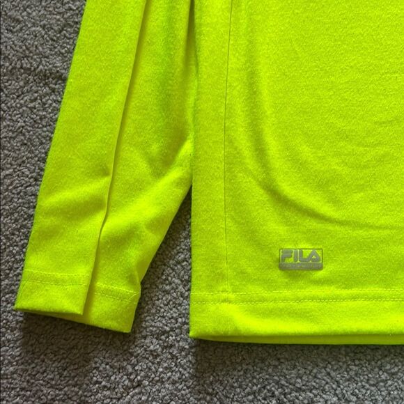 Men’s Fila neon Green Long Sleeve Performance Tee - Picture 2 of 5